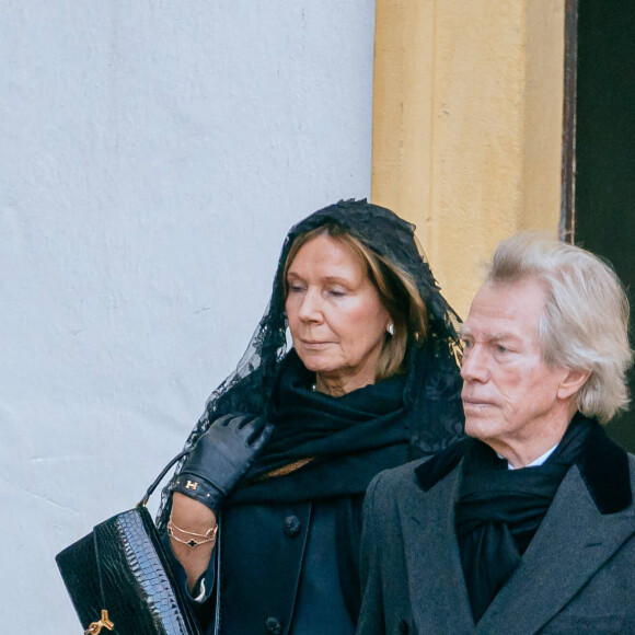Le prince Léopold de Bavière et sa femme la princesse Ursula de Bavière - Service funéraire de Maximilien de Bade au château de Salem, Allemagne, le 13 janvier 2023. © Dana Press/Bestimage 