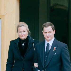 La duchesse Marie et son fils le duc Guillaume de Wurtemberg - Service funéraire de Maximilien de Bade au château de Salem, Allemagne, le 13 janvier 2023. © Dana Press/Bestimage 