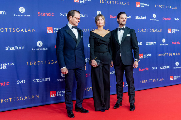 Le prince Daniel, la princesse Sofia, le prince Carl Philip de Suède - Soirée de gala Svenska idrottsgalan 2023 à l'arena Avicii à Stockholm le 16 janvier 2023. 