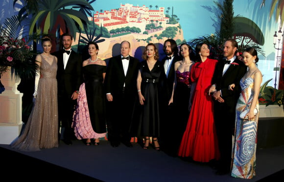 Pierre Casiraghi et sa femme Beatrice Borromeo, la princesse Caroline de Hanovre, le prince Albert II de Monaco, Carole Bouquet, Charlotte Casiraghi et son compagnon Dimitri Rassam, Andrea Casiraghi et sa femme Tatiana Santo Domingo, la princesse Alexandra de Hanovre - 65ème édition du Bal de la Rose à Monaco, le 30 mars 2019. © Jean-François Ottonello / Nice Matin / Bestimage