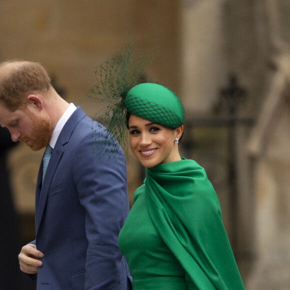 Le prince Harry, duc de Sussex, et Meghan Markle, duchesse de Sussex - La famille royale d'Angleterre lors de la cérémonie du Commonwealth en l'abbaye de Westminster à Londres, le 9 mars 2020. 