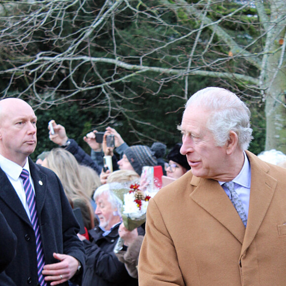 Le roi Charles III d'Angleterre, - La famille royale d'Angleterre au premier service de Noël à Sandringham depuis le décès de la reine Elizabeth II le 25 décembre 2022. 