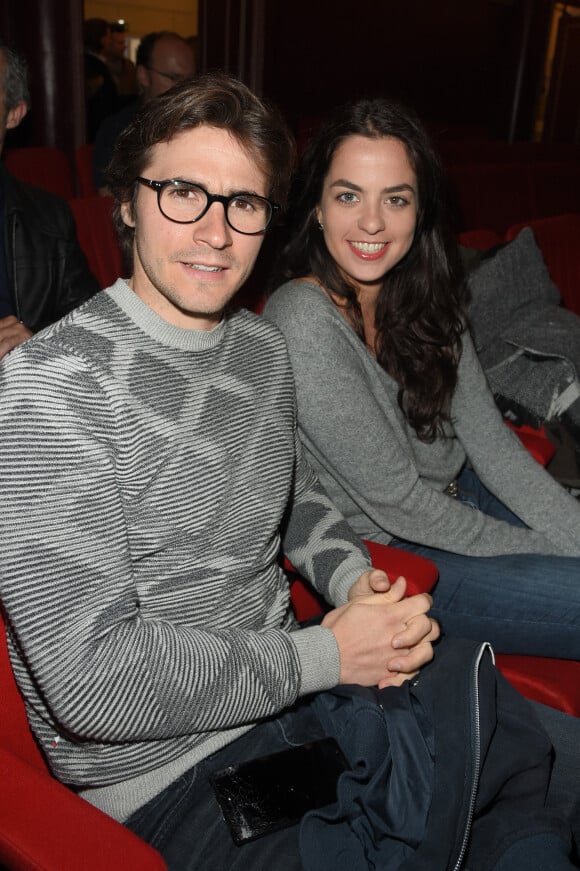 Julien Dereims et sa compagne Anouchka Delon à la 200ème représentation de la pièce "Tuyauterie" au théâtre de l'Oeuvre à Paris, le 3 mai 2018. © Guirec Coadic/Bestimage