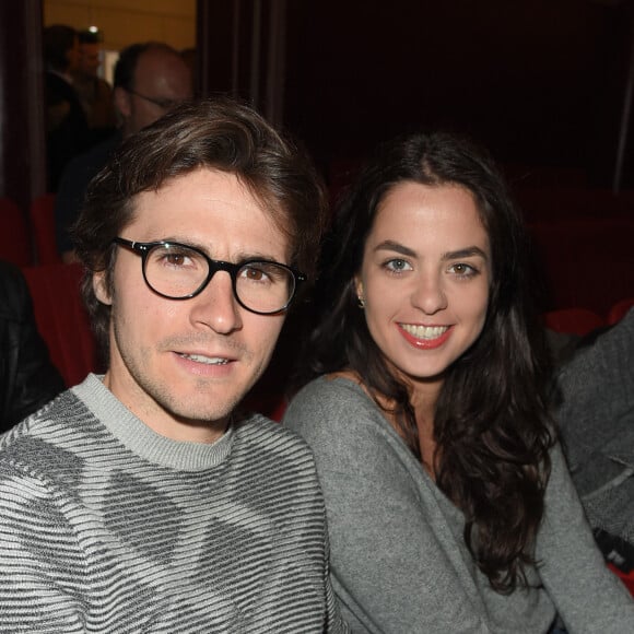 Julien Dereims et sa compagne Anouchka Delon à la 200ème représentation de la pièce "Tuyauterie" au théâtre de l'Oeuvre à Paris, le 3 mai 2018. © Guirec Coadic/Bestimage