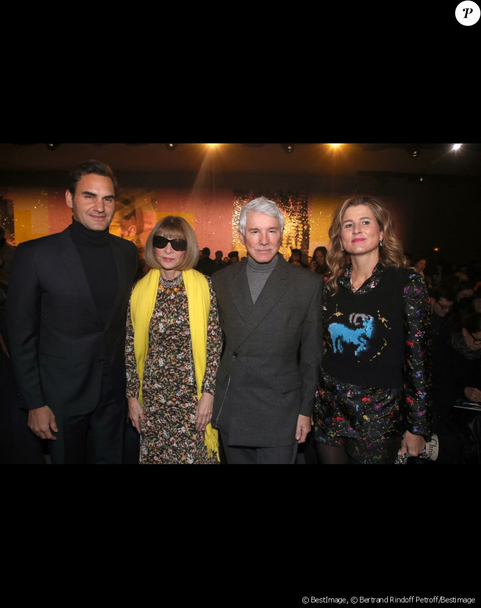 Roger Federer, Anna Wintour, Baz Luhrmann et Mirka Federer - Photocall au défilé de mode Haute-Couture Christian Dior au musée Rodin lors de la Fashion Week Printemps-été 2023 de Paris, France, le 23 janvier 2023. © Bertrand Rindoff Petroff/Bestimage