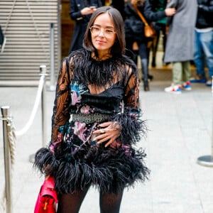 Agathe Auproux - Arrivées au défilé de mode Haute-Couture Elie Saab au Carreau du Temple lors de la Fashion Week Printemps-été 2023 de Paris, France, le 25 janvier 2023. © Christophe Clovis/Bestimage 