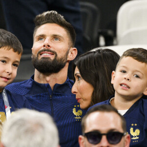 GIROUD Olivier (FRA) en famille avec sa femme Jennifer et leurs enfants - People et joueurs en famille dans les tribunes lors du match de demi-finale "France - Maroc" lors de la Coupe du Monde 2022 au Qatar (FIFA World Cup Qatar 2022). © JB Autissier / Panoramic / Bestimage