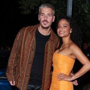 Exclusif - Christina Milian et son mari M. Pokora (Matt Pokora) à la sortie du restaurant Catch Steak House à West Hollywood, Los Angeles, Californie, Etats-Unis, le 6 janvier 2023. Christina est avec un à emporter. 