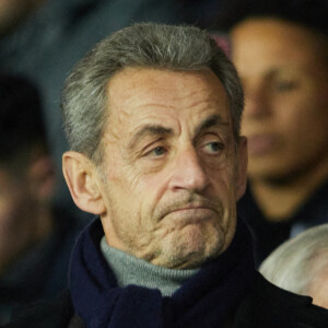 Nicolas Sarkozy - People en tribunes du match de Ligue 1 Uber Eats "PSG contre Reims" (1-1) au Parc des Princes à Paris le 29 janvier 2023.