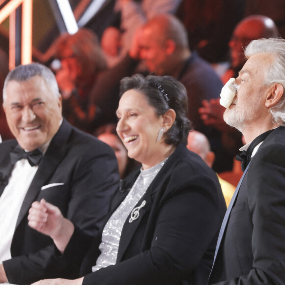 Exclusif - Jean-marie Bigard, Danielle Moreau, Gilles Verdez - Sur le plateau de l'émission TPMP (Touche Pas à Mon Poste) présentée en direct par C.Hanouna et diffusée sur C8 - Paris le 02/01/2023 - © Jack Tribeca / Bestimage 