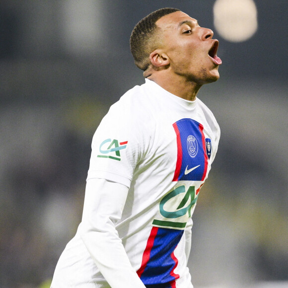 Kylian Mbappe (PSG) - Match de 16ème de finale de la Coupe de France 2023 "Pays de Cassel - PSG (0-7)" au stade Bollaert-Delelis à Lens, le 23 janvier 2023.