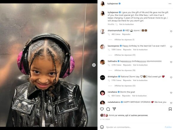 Kylie Jenner a publié un message sur Instagram pour les 5 ans de sa fille Stormi. Janvier 2023.
