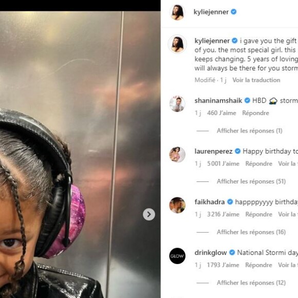 Kylie Jenner a publié un message sur Instagram pour les 5 ans de sa fille Stormi. Janvier 2023.