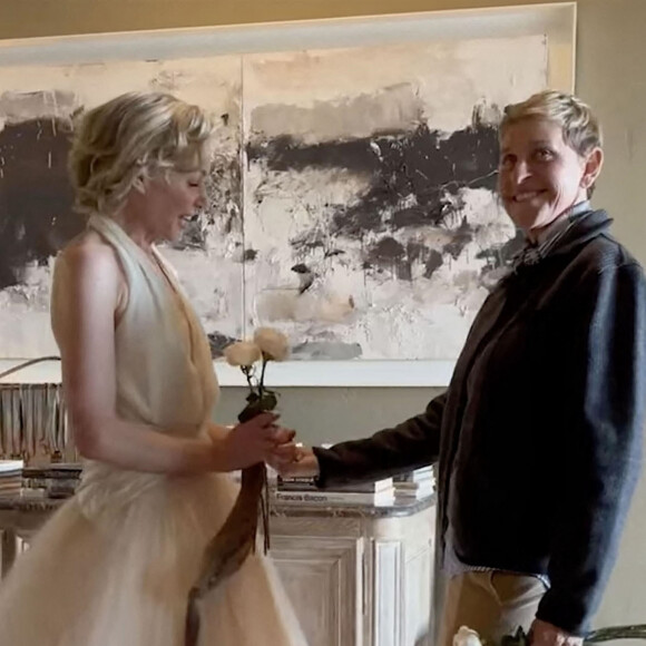 Ellen DeGeneres et sa femme Portia De Rossi renouvellent leurs voeux de mariage lors des 50 ans de Portia à Los Angeles.