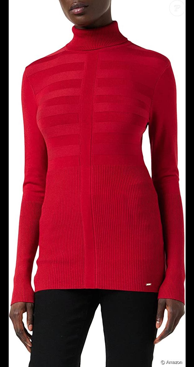 Rose, près du corps et col roulé, ce pull Morgan coche toutes les cases