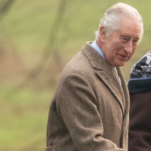 Le roi Charles III d'Angleterre et La princesse Anne arrivent pour assister au service religieux de l'église St Mary Magdalene à Sandringham, Royaume Uni, le 29 janvier 2023. 