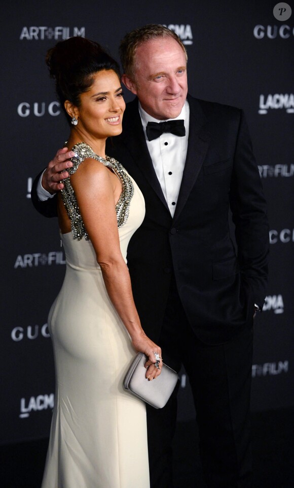 Salma Hayek et son mari Francois-Henri Pinault - Soirée "LACMA Art + Film Gala" à Los Angeles le 1er novembre 2014.
