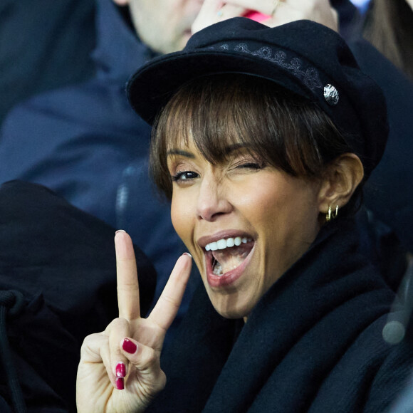 Sonia Rolland  dans les tribunes du match de Ligue 1 Uber Eats "PSG contre Angers" (2-0) au Parc des Princes à Paris le 11 janvier 2023. © Cyril Moreau/Bestimage