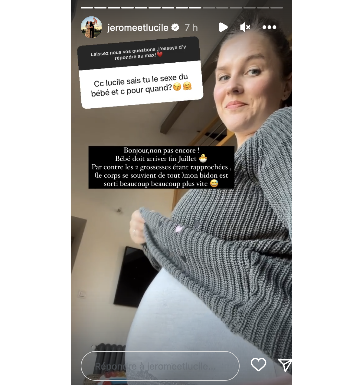 Photo : En story Instagram le jeudi 16 février 2023, elle est allée plus  loin en acceptant de répondre à quelques questions sur sa nouvelle  grossesse et en a même révélé le terme. - Purepeople