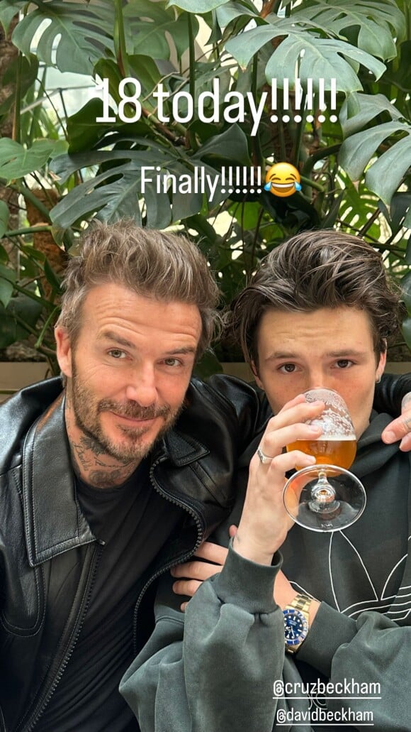 Photo de David et Cruz Beckham via Instagram à l'occasion de son 18ème anniversaire le 20 février 2023.