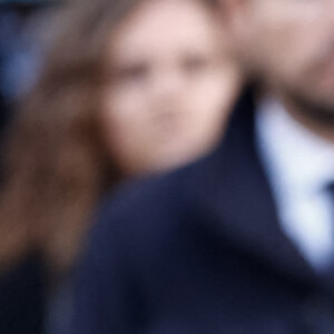 Nathalie Marquay-Pernaut - Sorties des obsèques de Jean-Pierre Pernaut en la Basilique Sainte-Clotilde à Paris, France le 9 mars 2022. © Aurelien Morissard/Panoramic/Bestimage 
