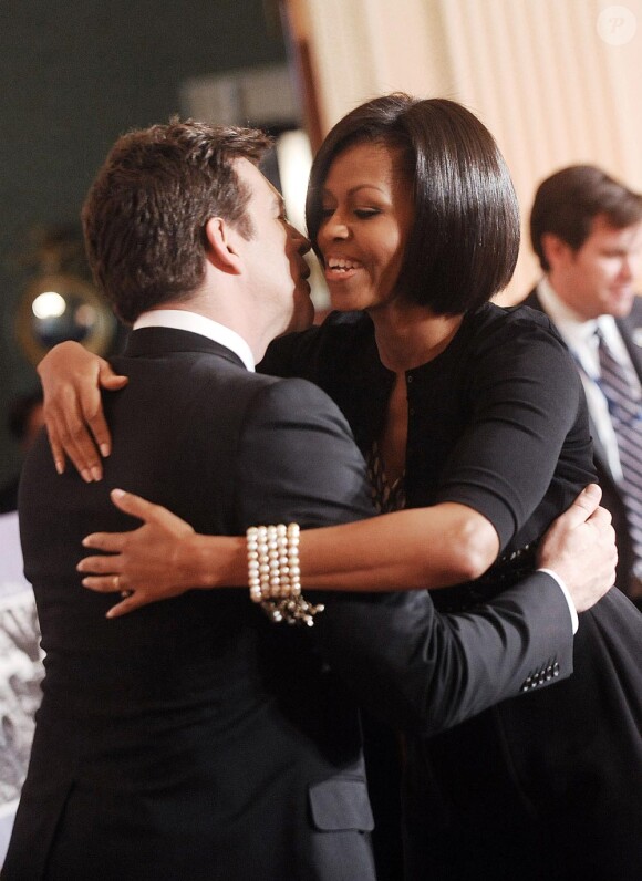 Michelle Obama à la Maison Blanche avec Harry Connick Jr. Le 21/02/10