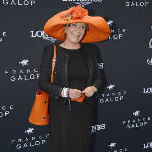 Françoise Laborde - Photocall du 165ème "Prix de Diane Longines" à l'hippodrome de Chantilly le 15 juin 2014.