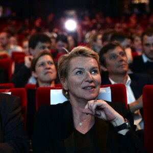 Elise Lucet au débat "Les combats du journalisme", organisé par Reporters sans Frontières, à l'occasion de la Journée mondiale de la Liberté de la Presse au Théâtre du Rond-Point à Paris. Le 2 mai 2016 © Stéphane Lemouton / Bestimage