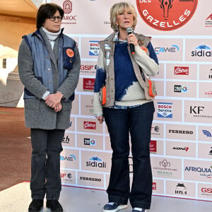 La princesse Stéphanie de Monaco, accompagnée de Dominique Serra, fondatrice et organisatrice du rallye, mais aussi de la ministre de l'économie et des finances du Maroc Nadia Fettah Alaoui et du parrain de coeurde la course, Jean Marc Généreux, a donné le départ de la 32ème édition du Rallye des Gazelles "Rallye Aïcha des e-gazelles" sur la place du palais princier à Monaco, le 4 mars 2023 avant le départ de l'ensemble des équipages à Nice. © Bruno Bebert/Bestimage