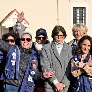 La princesse Stéphanie de Monaco, accompagnée de Dominique Serra, fondatrice et organisatrice du rallye, mais aussi de la ministre de l'économie et des finances du Maroc Nadia Fettah Alaoui et du parrain de coeurde la course, Jean Marc Généreux, a donné le départ de la 32ème édition du Rallye des Gazelles "Rallye Aïcha des e-gazelles" sur la place du palais princier à Monaco, le 4 mars 2023 avant le départ de l'ensemble des équipages à Nice. © Bruno Bebert/Bestimage