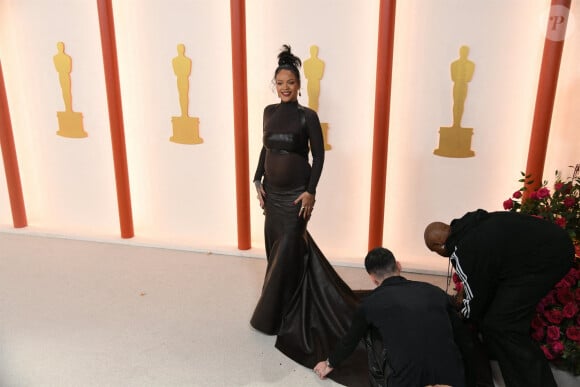 Rihanna (enceinte) au photocall de la 95ème édition de la cérémonie des Oscars à Los Angeles, le 12 mars 2023. 