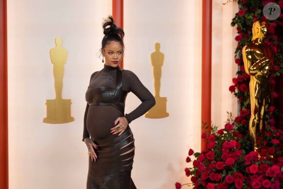 Rihanna (enceinte) au photocall de la 95ème édition de la cérémonie des Oscars à Los Angeles, le 12 mars 2023. 