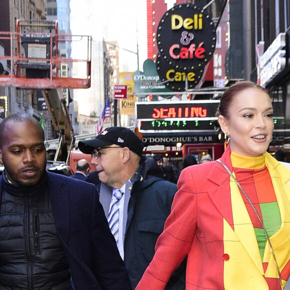 Lindsay Lohan arrive à l'émission "Good Morning America" à New York, le 8 novembre 2022. 