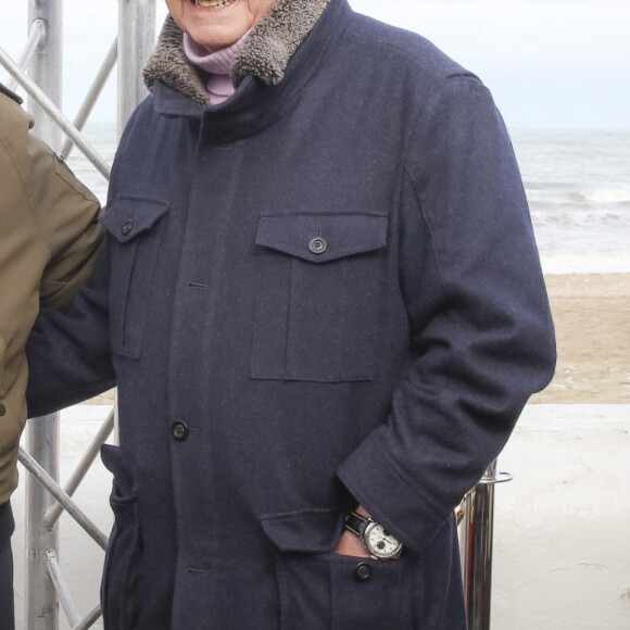 Exclusif - Valérie Perrin et son compagnon Claude Lelouch - Inauguration de la "Promenade Claude Lelouch" qui porte désormais son nom en présence d'un public nombreux et de la famille du réalisateur à Villers-sur-Mer le 26 mars 2023. © Jack Tribeca / Bestimage
