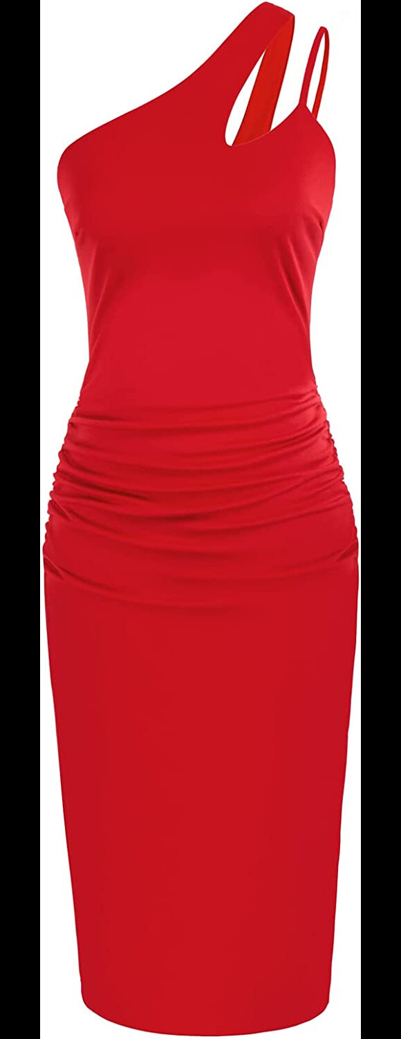 Mixez rouge et épaule dénudée, et vous obtenez le combo parfait avec cette robe rouge asymétrique Grace Karin