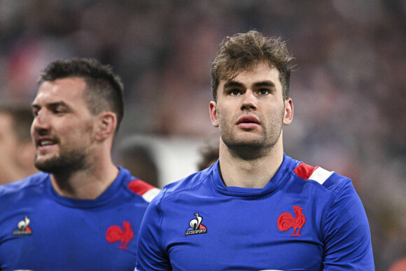 Joie des joueurs de l equipe de France en fin de match Damian Penaud (Fra) - Tournoi des 6 Nations "France - Irlande (30-24)" au stade de France, le 12 février 2022.
