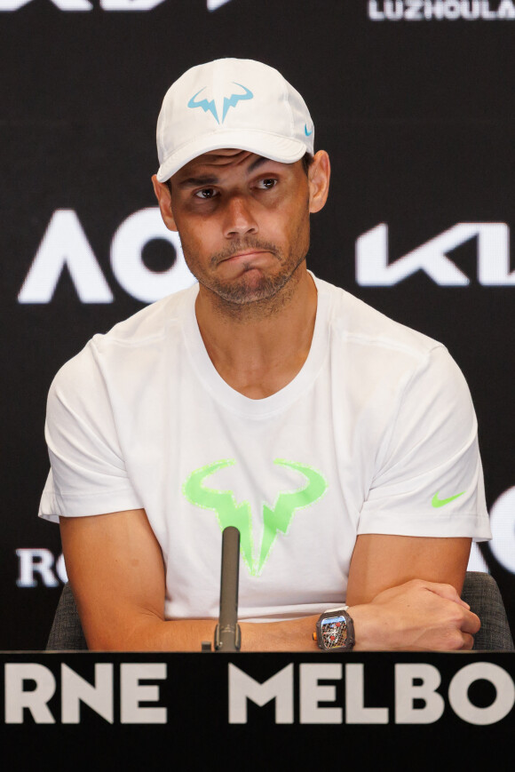 Rafael Nadal en conférence de presse lors du tournoi de l'Open d'Australie à Melbourne, le 18 janvier 2023. © Sydney Low/CSM via Zuma Press/Bestimage