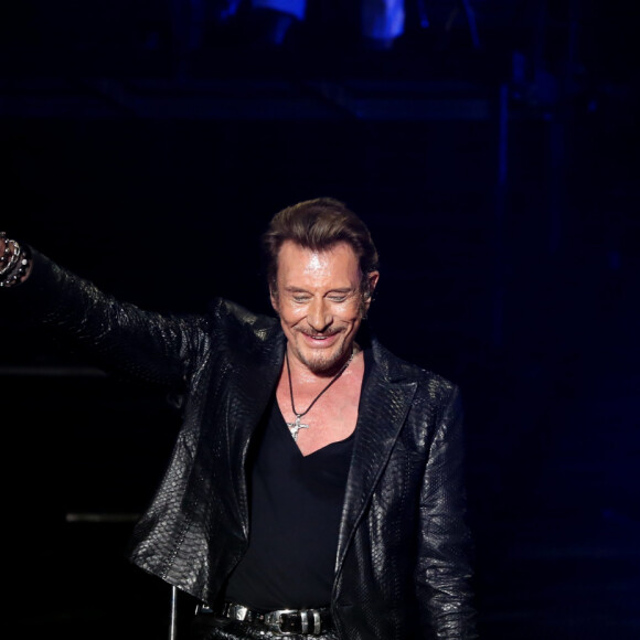 Florent Pagny - Johnny Hallyday en duo pour son 2ᵉ concert de la tournée "Born Rocker Tour" au POPB de Bercy à Paris. Le 15 juin 2013 - Bestimage