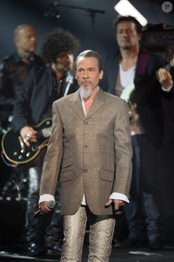 Florent Pagny pendant l'hommage à Johnny Hallyday - 33ᵉ Cérémonie des Victoires de la Musique à la Seine musicale de Boulogne-Billancourt, France, le 9 février 2018. © Coadic Guirec/Bestimage