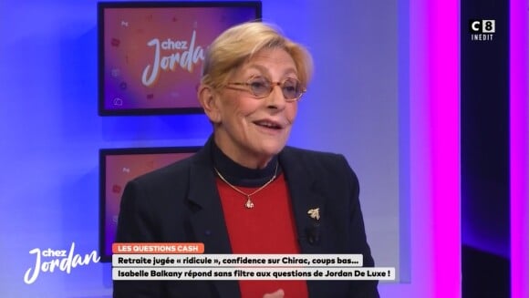 Isabelle Balkany dans l'émission "Chez Jordan", sur C8. Le 4 avril 2023.