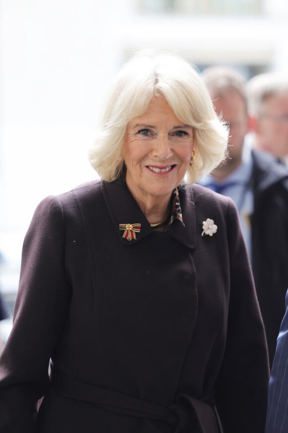 Le roi Charles III d'Angleterre et Camilla Parker Bowles, reine consort d'Angleterre, arrivent au Bundestag lors de leur visite d'Etat à Berlin, le 30 mars 2023. Le couple royal a été accueilli par B.Bas, la présidente du Bundestag. Le souverain doit y prononcer un discours dont une partie en allemand. 