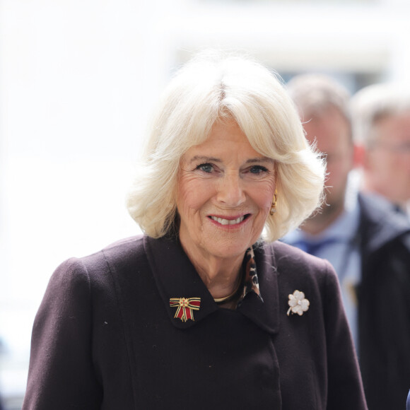 Le roi Charles III d'Angleterre et Camilla Parker Bowles, reine consort d'Angleterre, arrivent au Bundestag lors de leur visite d'Etat à Berlin, le 30 mars 2023. Le couple royal a été accueilli par B.Bas, la présidente du Bundestag. Le souverain doit y prononcer un discours dont une partie en allemand. 