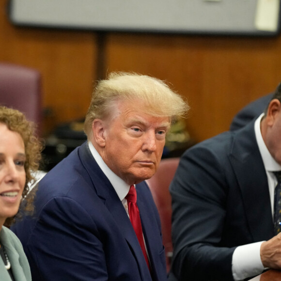 Pour rappel, il est soupçonné d'avoir dissimulé des frais des paiements concernant "trois affaires gênantes", selon le procureur Alvin Bragg.
Donald Trump lors de son audience au tribunal à New York. 