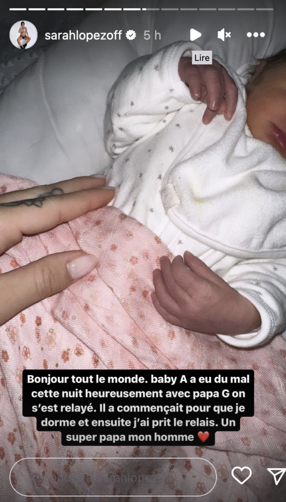 Sarah Lopez a accueilli une petite fille avec son compagnon Gérald Martinez. Instagram