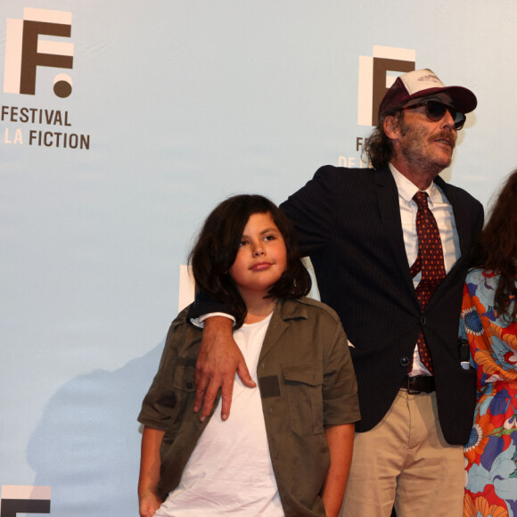 Romane Bohringer, Philippe Rebbot et leurs enfants Raoul et Rose à la projection des trois premiers épisodes de la fiction "L'amour flou" lors de la 23ème édition du Festival de la Fiction tv de la Rochelle 2021 à La Rochelle, France, le 15 septembre 2021. © Jean-Marc Lhomer/Bestimage