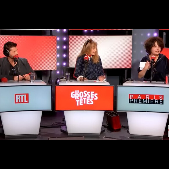 Christophe Beaugrand, Arielle Dombasle et Isabelle Mergault - "Les Grosses Têtes", sur RTL, diffusé sur Paris Première le 7 avril 2023.