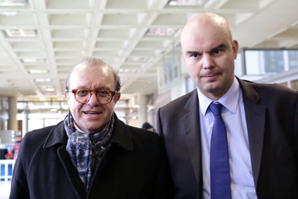 Les avocats de Laura Smet Hervé Témime et Emmanuel Ravannas lors de l'audience du procès de l'héritage de Johnny Hallyday au tribunal de Nanterre le 30 mars 2018. © Stéphane Lemouton / Bestimage