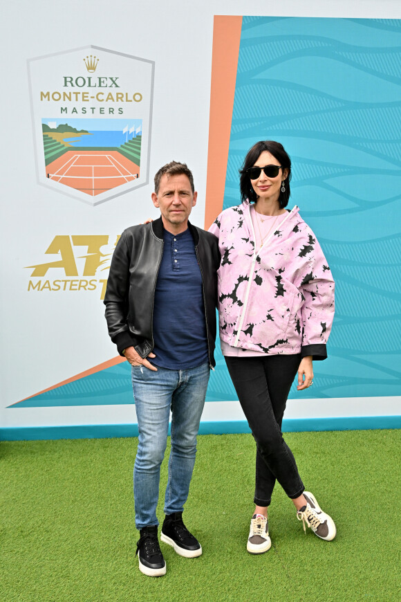 Daniel Riolo et sa compagne Géraldine Maillet - Célébrités en tribune lors du tournoi Rolex Monte Carlo Masters 2023 à Roquebrune-Cap-Martin le 15 avril 2023. © Bruno Bebert/Bestimage 