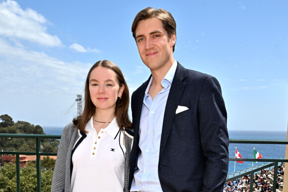 La princesse Alexandra de Hanovre et son compagnon Ben-Sylvester Strautmann - Célébrités en tribune lors du tournoi Rolex Monte Carlo Masters 2023 à Roquebrune-Cap-Martin le 15 avril 2023. © Bruno Bebert/Bestimage 