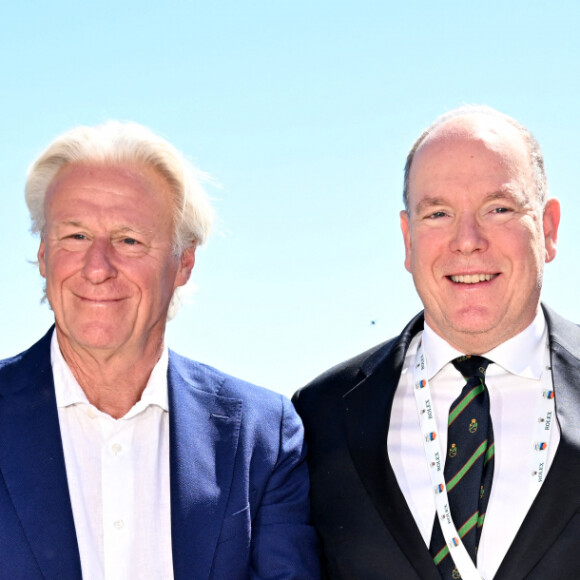 Melanie de Massy, Bjorn Borg, le prince Albert II de Monaco et Charles Leclerc - La famille princière de Monaco assiste à la finale homme du tournoi Rolex Monte Carlo Masters 2023 à Roquebrune-Cap-Martin le 16 avril 2023. En s'imposant devant Holger Rune (5-7, 6-2, 7-5), Andrey Rublev a décroché son tout premier Masters 1000. © Bruno Bebert/Bestimage